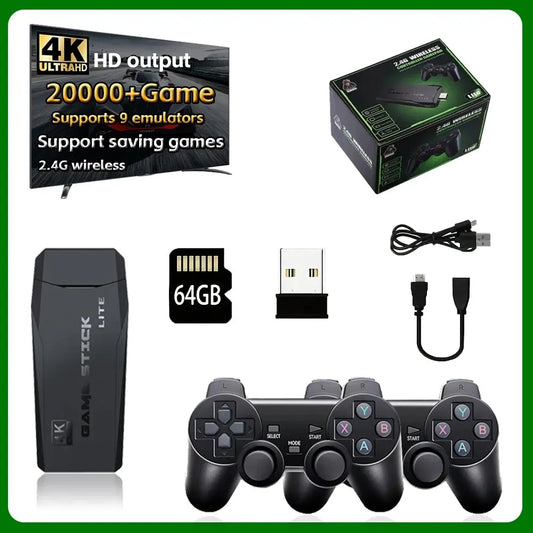 Retro Handheld Video Game Console - 64GB with 20,000 Built-in Games, Wireless Controller, Perfect for Kids' Christmas Gifts