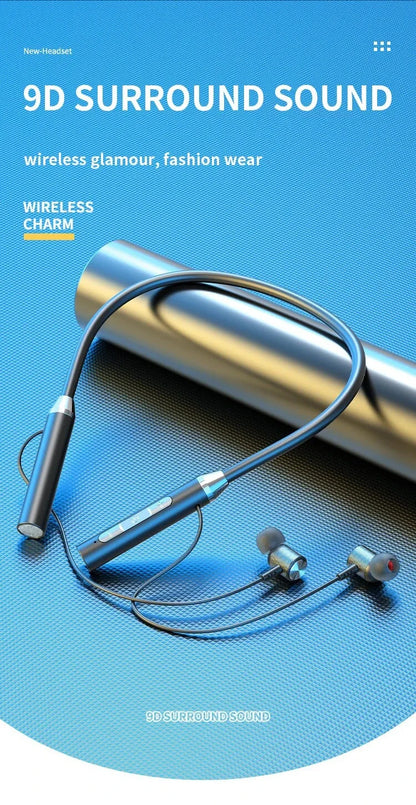 Neck Mounted Bluetooth Earphones - Wireless, Ultra Long Standby, Sweatproof for Games, Sports, and Running (Android & iOS)