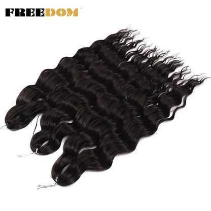 FREEDOM Synthetic Braiding Hair Extensions 24inch Loose Deep Wavy Ombre Brown Rainbow Twist