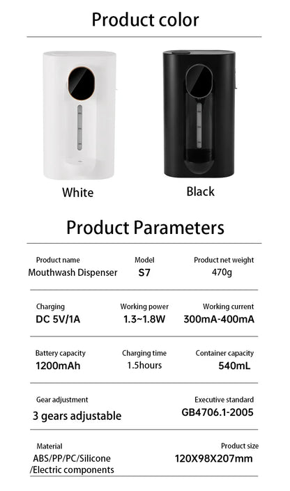 40Ml Wall-Mount Automatic Mouthwash Dispenser Bottle