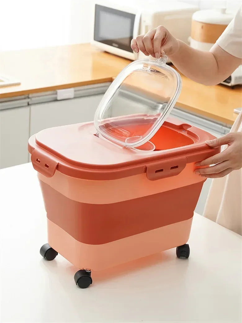 Foldable Dog Food Storage Bucket – Mildew-Proof & Moisture-Proof for Kitchen or Travel