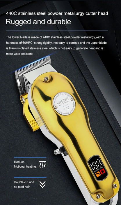 HIENA Professional Barber Hair Clippers Set with Beard Trimmer & Adjustable Steel Blade Hair Cutting Machine