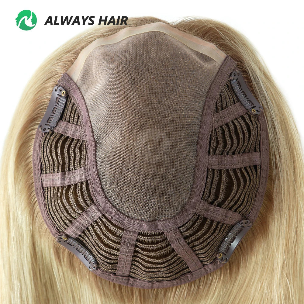 Alwayshair 14"-16" Straight Human Hair Clip-in Topper for Women 120% Density
