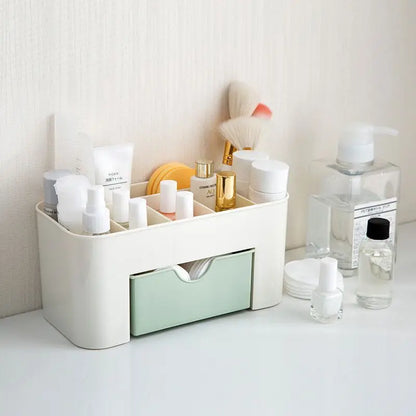 Makeup Organizer Storage Box with Drawer – Acrylic Plastic Case for Lipstick, Brushes & Cotton Swabs
