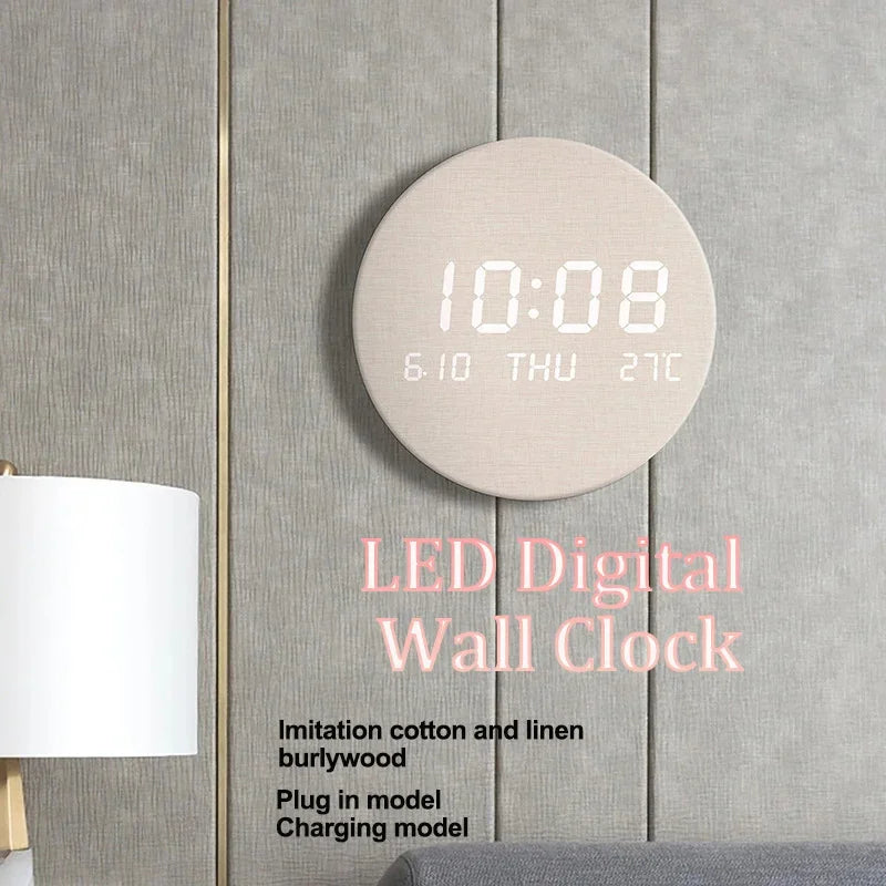 LED Digital Wall Clock - Multi-Function Display with Temperature, Date, and Time for Living Room & Bedroom