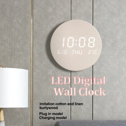 LED Digital Wall Clock - Multi-Function Display with Temperature, Date, and Time for Living Room & Bedroom