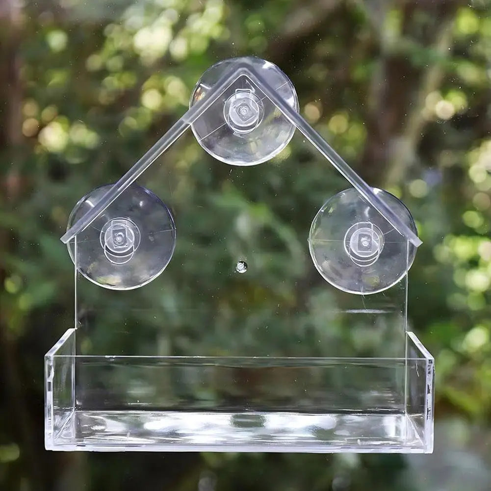Window Bird Feeder with Reusable Tray & Waterproof Squirrel Food Container