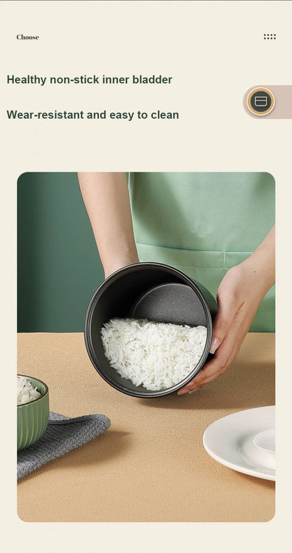 Mini Rice Cooker 1.2L Electric Cooking Machine for 1-2 People, Food Warmer & Steamer