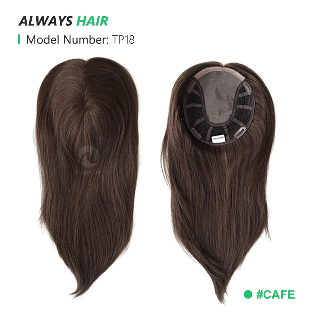 Alwayshair 14"-16" Straight Human Hair Clip-in Topper for Women 120% Density