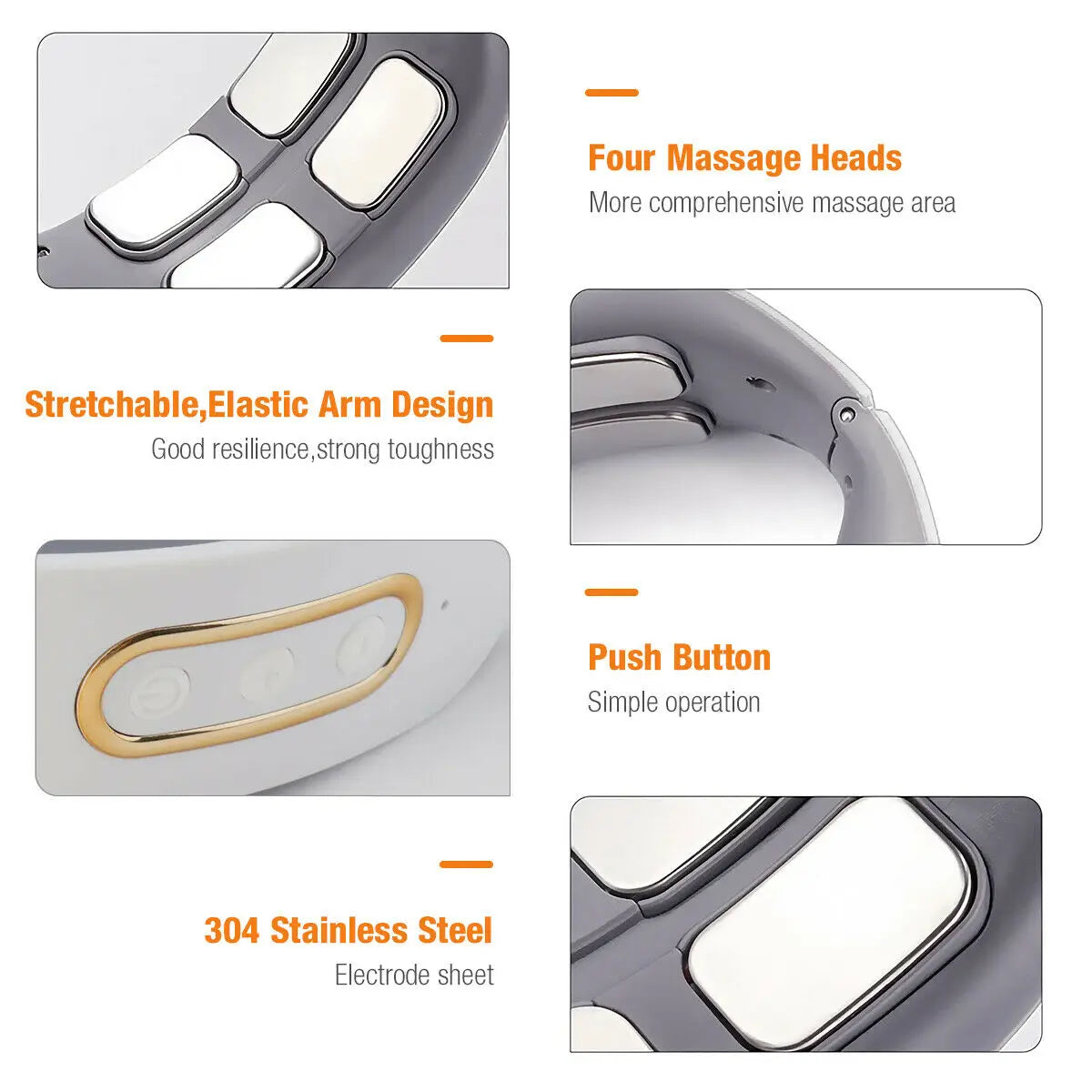 Electric Neck & Shoulder Pulse Massager 4-Head TENS Magnetic Heating for Pain Relief
