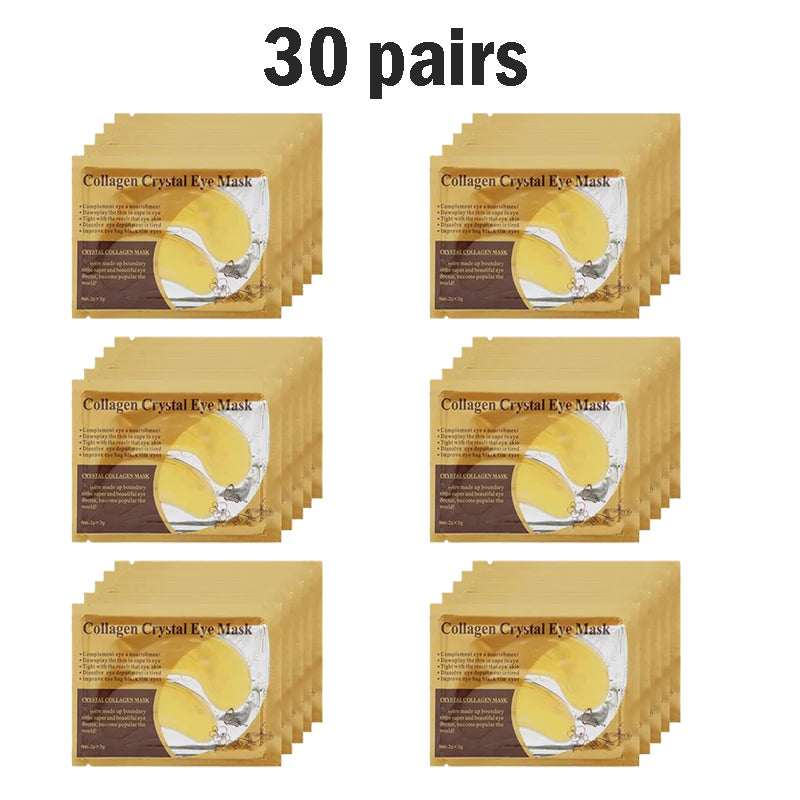 Gold Collagen Crystal Eye Mask - Firming & Moisturizing Eye Patches (5/10/20/30 Pairs)