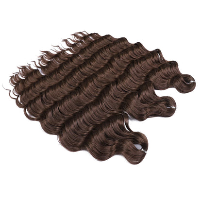 Anna Synthetic 24" Loose Deep Wave Braiding Hair Extensions - Dark Brown Water Wave Crochet Curly Hair
