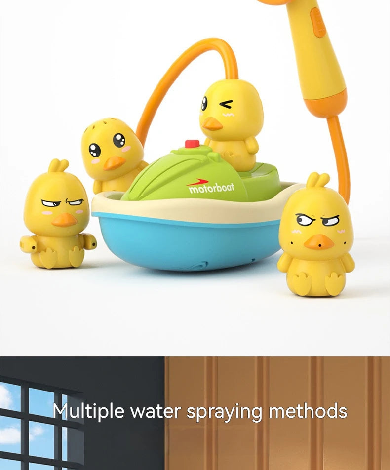 Cute Duck Bathtub Boat Toy – 3 Emotional Ducks with Automatic Water Spray for Toddlers