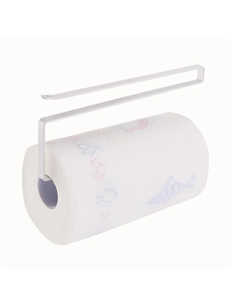 Hanging Kitchen Paper Towel Rack - Roll Paper, Plastic Wrap & Rag Organizer for Kitchen, Cabinets, Bathroom