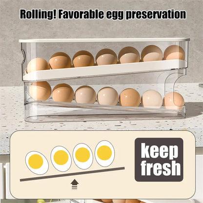 1PCS Automatic Rolling Egg Storage Box, Egg Holder Rack & Organizer for Refrigerator