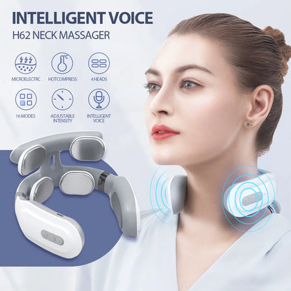 TENS Pulse Wireless Back & Neck Massager - Smart Heating Pain Relief for Shoulders & Muscles