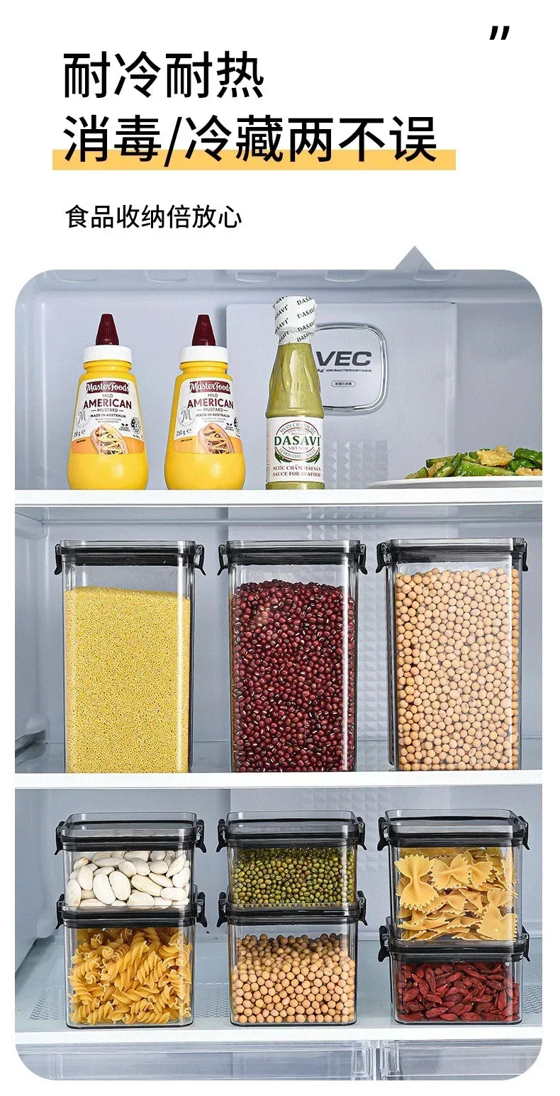 Stackable Plastic Food Storage Containers Set 460-1800ml for Grains, Tea & Snacks