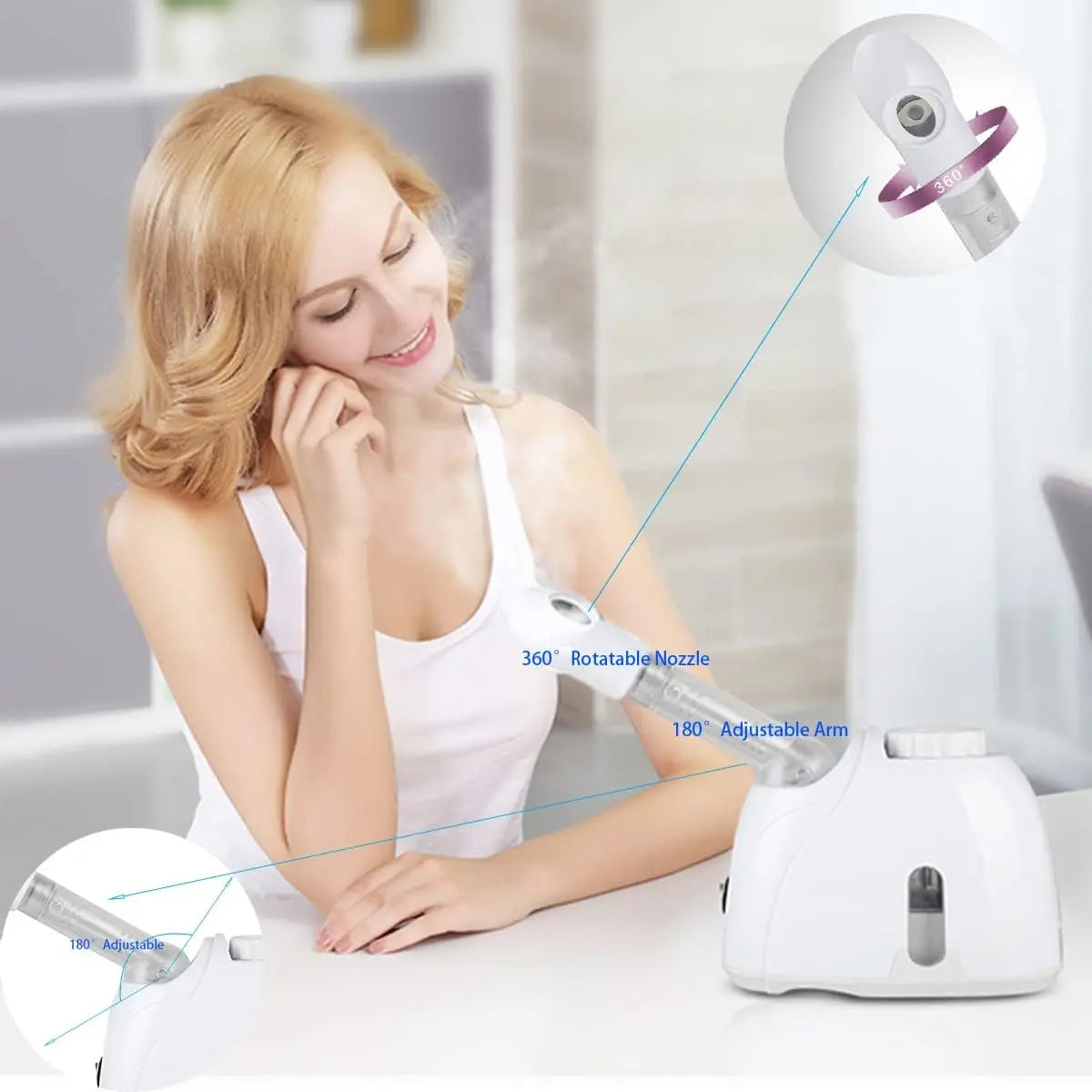 Facial Steamer - Hydrating & Moisturizing with Adjustable Nozzle for Deep Pore Cleansing & Skin Care at Home