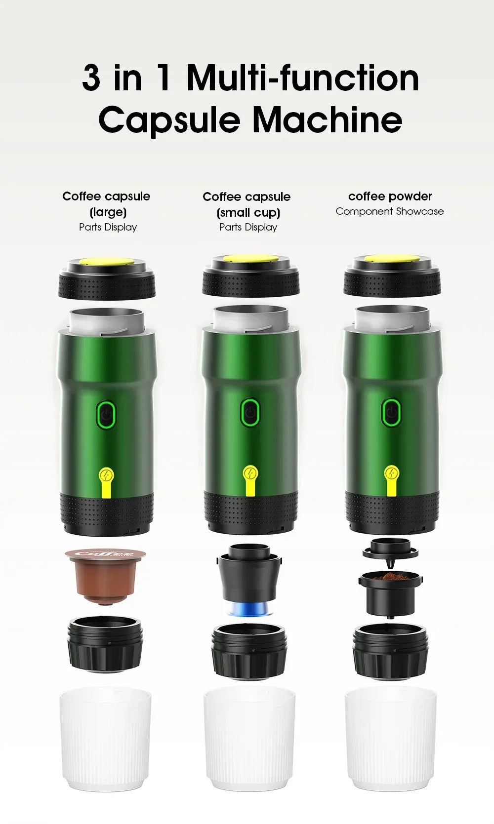 Electric Portable Coffee Machine - 3-in-1 Espresso Maker for Car, Home & Travel