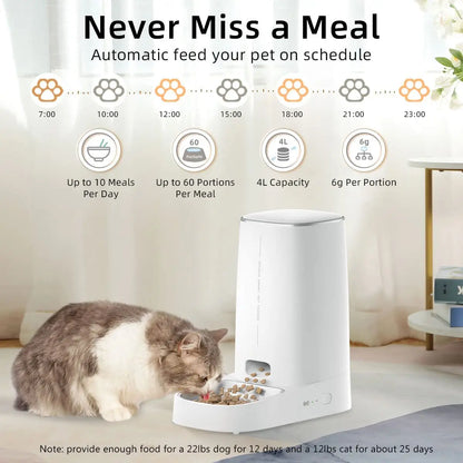 ROJECO Smart WiFi Automatic Cat Feeder – Remote Control Dry Food Dispenser for Cats & Dogs