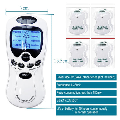 Electric Dual Output TENS Massage Machine - EMS Muscle Stimulator & Full Body Pulse Acupuncture Massager