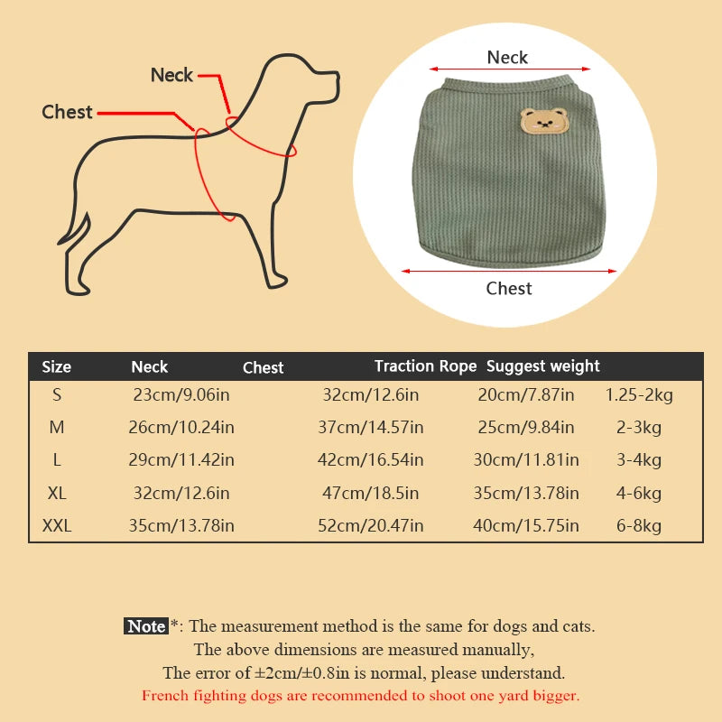 Dog & Cat Vest – Breathable Polyester Clothing in Four Colors, Sweat-Resistant & Easy to Clean