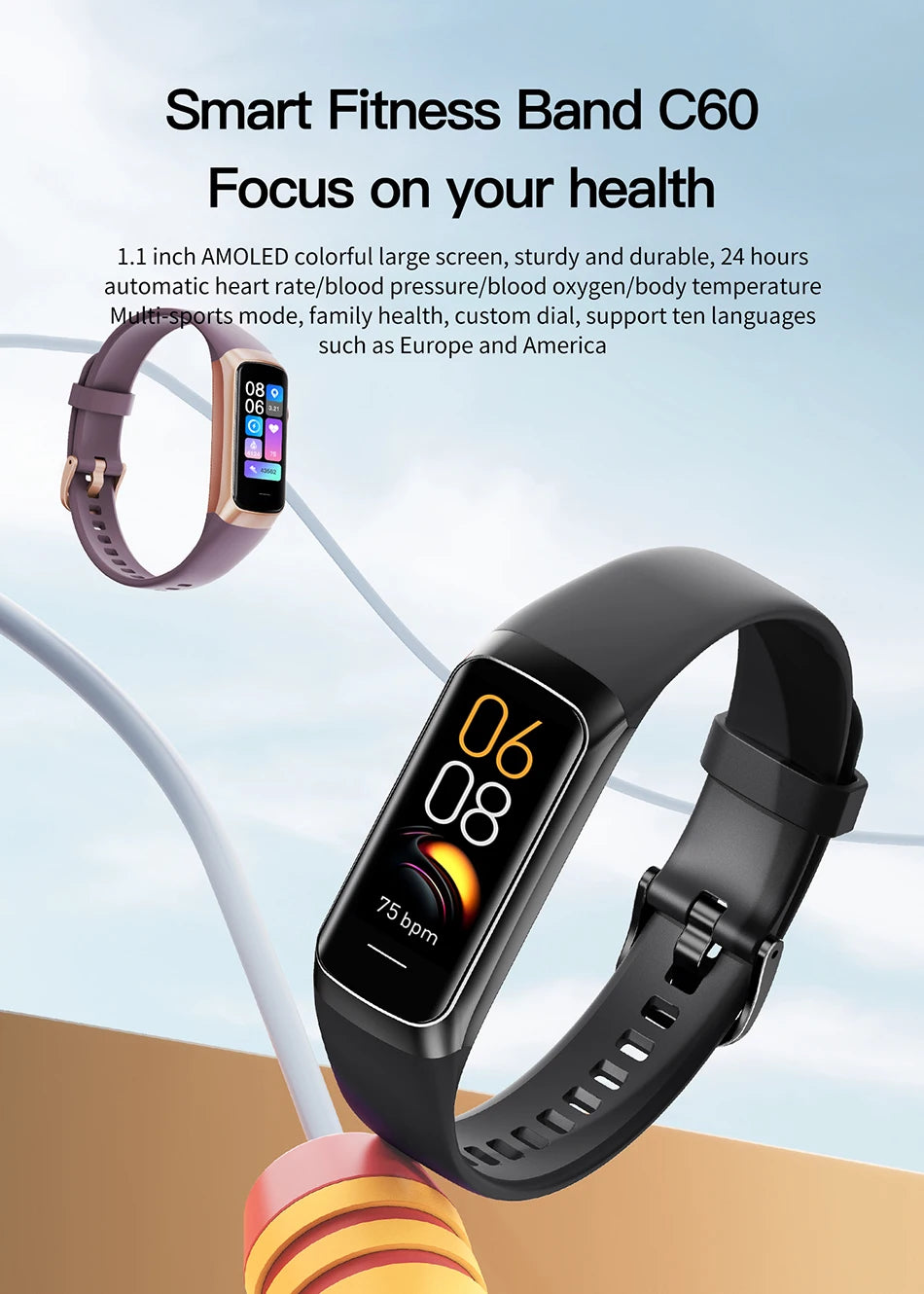 LIGE AMOLED Smart Watch 2023, Men & Women Fitness Tracker, Heart Rate, Blood Oxygen Monitor, Waterproof Smart Bracelet