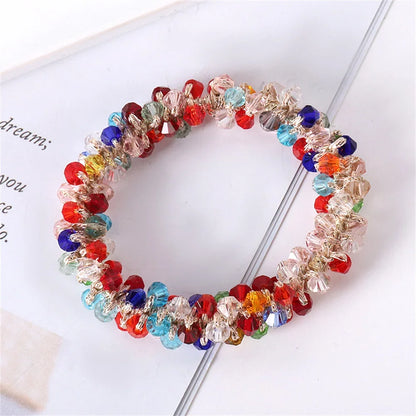 Crystal Pearls Hair Rope Handmade Elastic Beaded Ponytail Holder for Women & Girls Hair Accessories