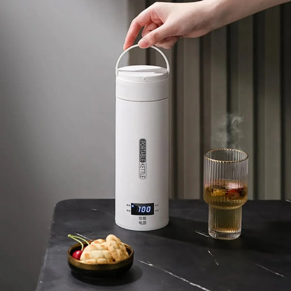 Portable Electric Kettle - Mini Travel Tea & Coffee Boil Water, Keep Warm, Anti-Scald Thermo Bottle