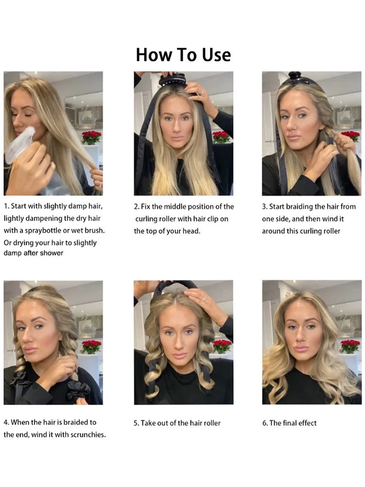 Foam No-Heat Sleeping Curling Iron Big Wave Styler DIY Hair Styling Tool for Lazy Curls
