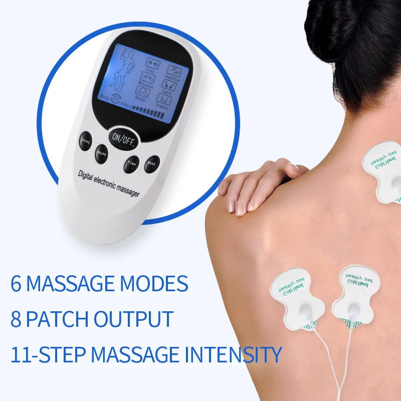 Digital TENS Machine EMS Massager - Electric Pulse Muscle Stimulator for Back & Neck with Electrode Pads