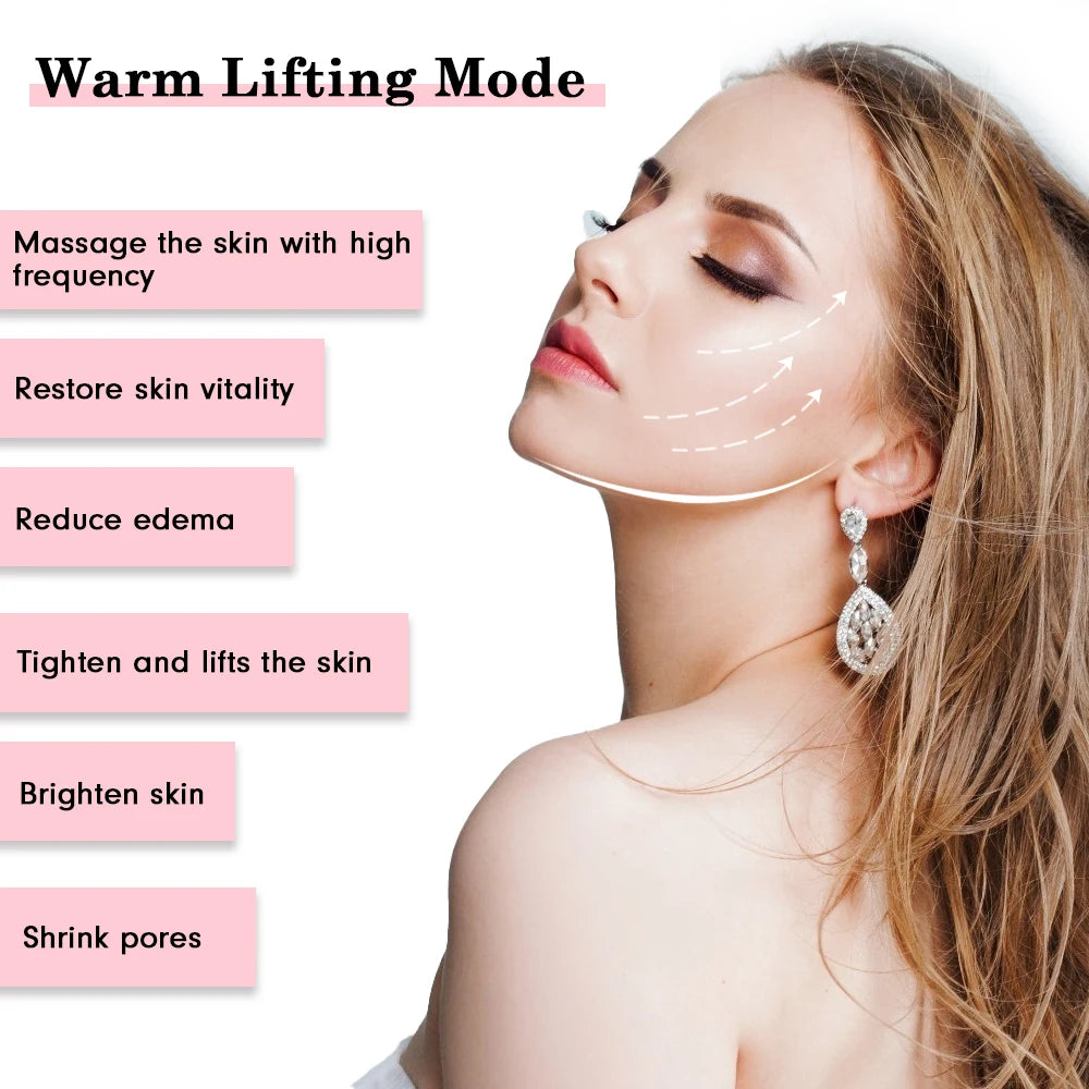EMS Facial Massager - LED Light Therapy & Sonic Ion Vibration for Skin Tightening & Anti-Wrinkle