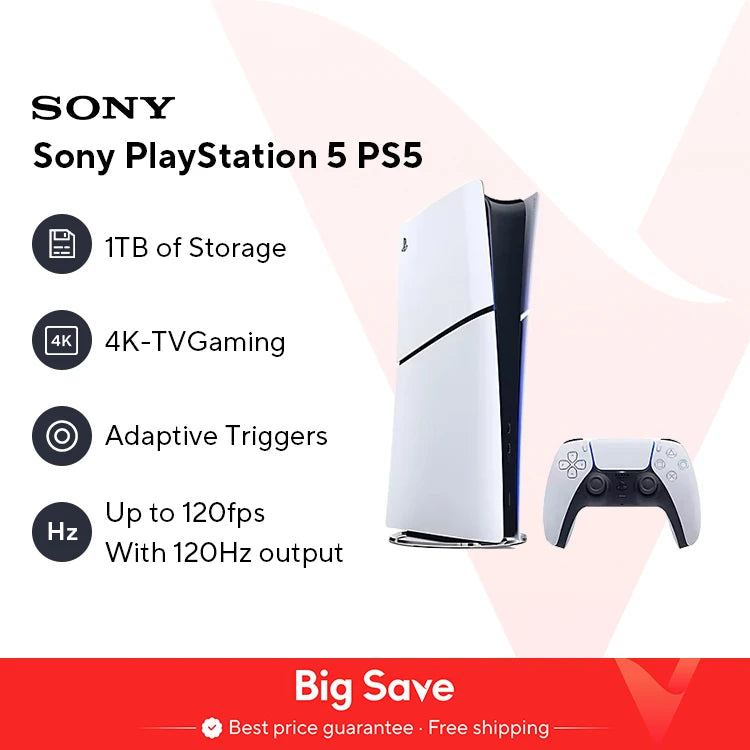 Sony PS5 Slim Console - PlayStation 5 with Ultra High-Speed Performance for PS5 and PC Games