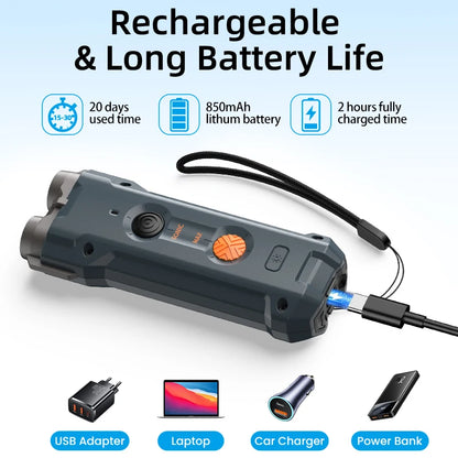 2-in-1 Ultrasonic Dog Repeller & Training Device with Flashlight