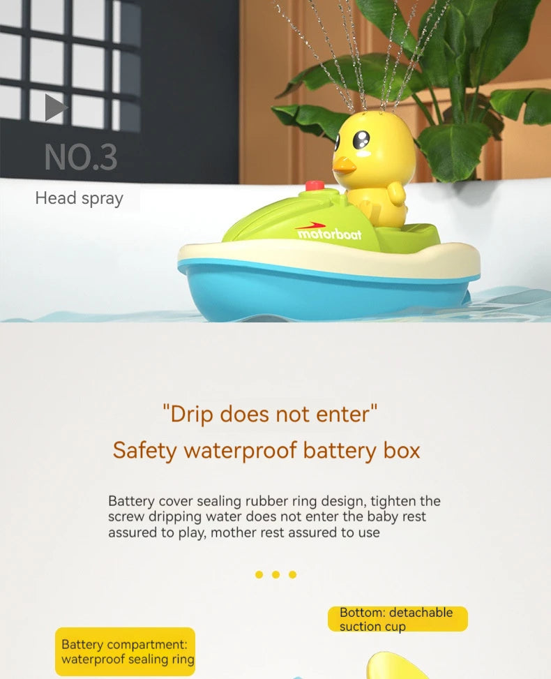 Cute Duck Bathtub Boat Toy – 3 Emotional Ducks with Automatic Water Spray for Toddlers