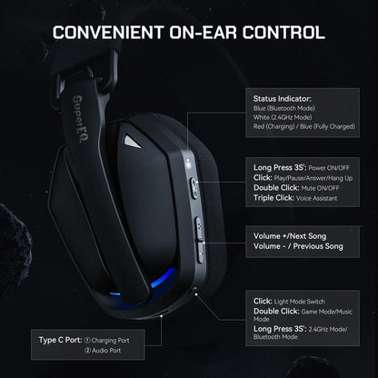SuperEQ G19BT 2.4GHz Wireless Gaming Headphones