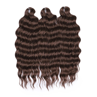 Anna Synthetic 24" Loose Deep Wave Braiding Hair Extensions - Dark Brown Water Wave Crochet Curly Hair