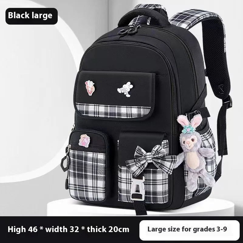 Yuguigou Kulomi Large Capacity Backpack for Elementary Girls - Spine Protection Design