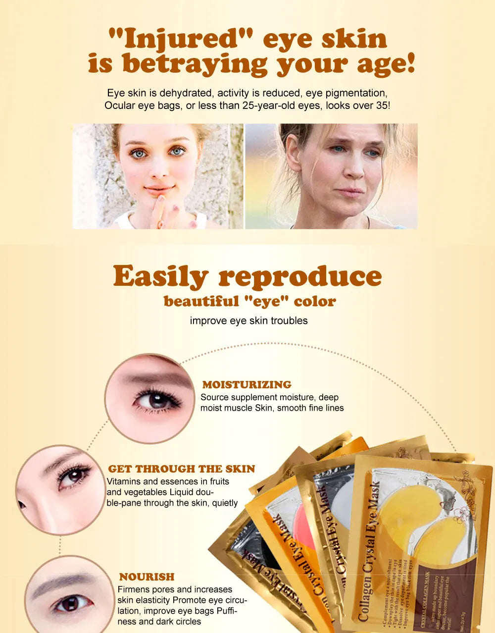 Gold Collagen Crystal Eye Mask - Firming & Moisturizing Eye Patches (5/10/20/30 Pairs)