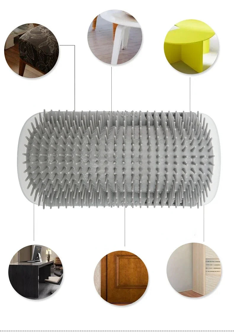Cat Self-Groomer with Catnip Wall Corner Massage Comb Soft Face Rubs Pet Grooming Tool