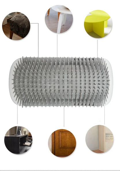 Cat Self-Groomer with Catnip Wall Corner Massage Comb Soft Face Rubs Pet Grooming Tool