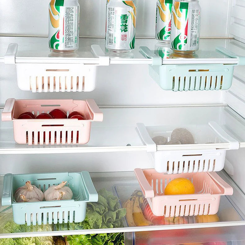 Flexible Expandable Fridge Organizer Drawer Storage Rack