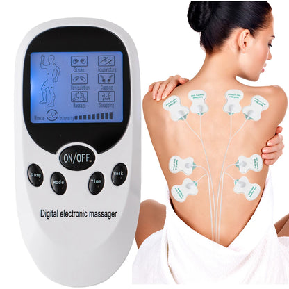 Digital TENS Machine EMS Massager - Electric Pulse Muscle Stimulator for Back & Neck with Electrode Pads