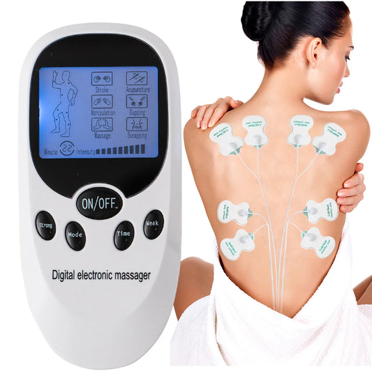 Digital TENS Machine EMS Massager - Electric Pulse Muscle Stimulator for Back & Neck with Electrode Pads