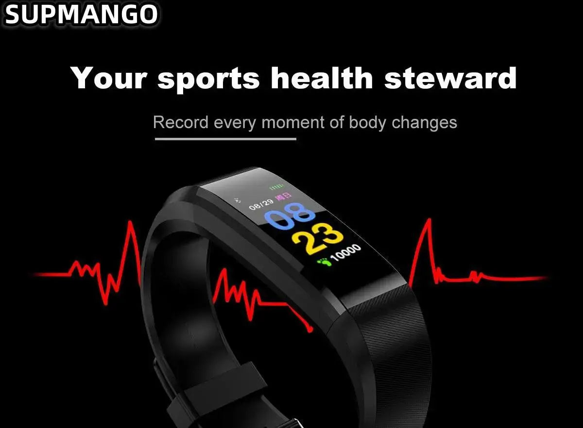 115Plus Sports Fitness Tracker Watch, Waterproof Smart Bracelet for Men and Women, Intelligent Activity Monitor