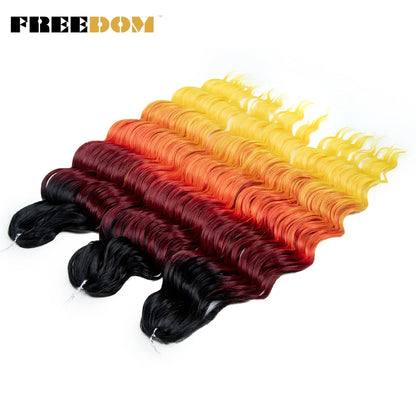 FREEDOM Synthetic Braiding Hair Extensions - 24" Deep Wavy Curly Ombre Rainbow Twist Crochet Hair