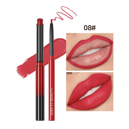 QIBEST 2PC Matte Velvet Lipstick & Lipliner Set - Long Lasting Red Lip Contour Pencil