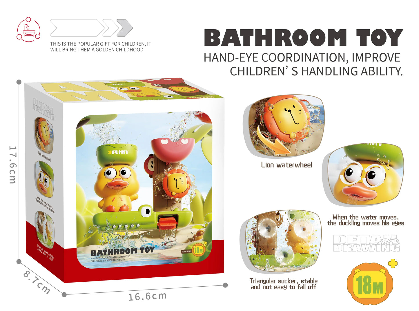 Cute Duck Bathtub Boat Toy – 3 Emotional Ducks with Automatic Water Spray for Toddlers