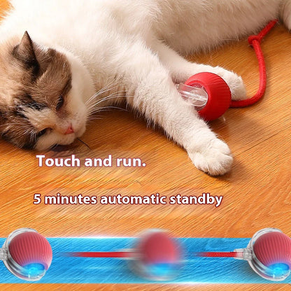 Electric Cat Ball Toy Automatic Rolling Ball with Teaser Bird Smart Interactive Rechargeable Pet Toy