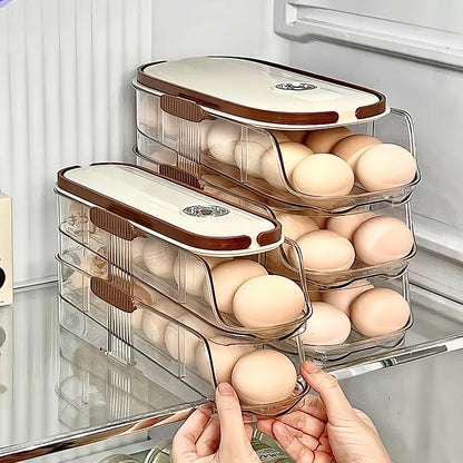1PCS Automatic Rolling Egg Storage Box, Egg Holder Rack & Organizer for Refrigerator